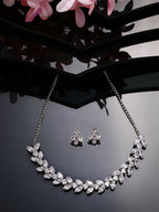 NVR Women Silver-Plated American Diamond Jewellery Set Necklace & Earrings | Grocsy