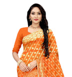 Vamika Orange Weaving Banarasi Jacquard Saree | Grocsy