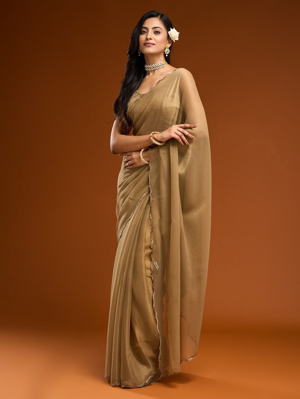kasee Beads and Stones Embellished Saree | Grocsy