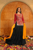 AI Fashion Black Crepe Designer Navratri Wear Lehenga Choli Collection | Grocsy