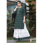 Vamika Green Rayon Gota Patti work Kurti With Skirt Suit | Grocsy