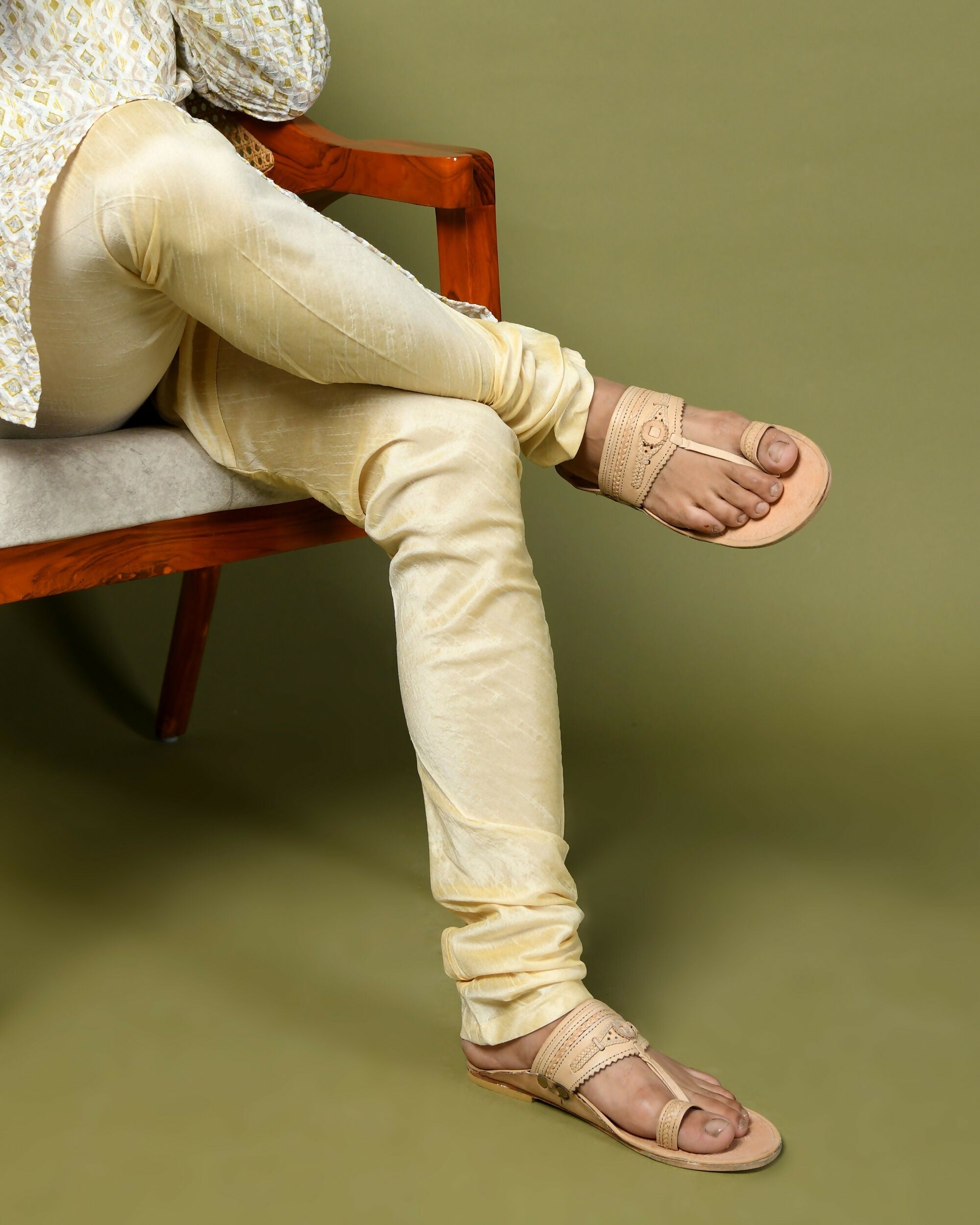 Stepsoft Men'S Natural Kolhapuri Chappal | Handcrafted Ethnic Slip-On Leather Footwear | Grocsy