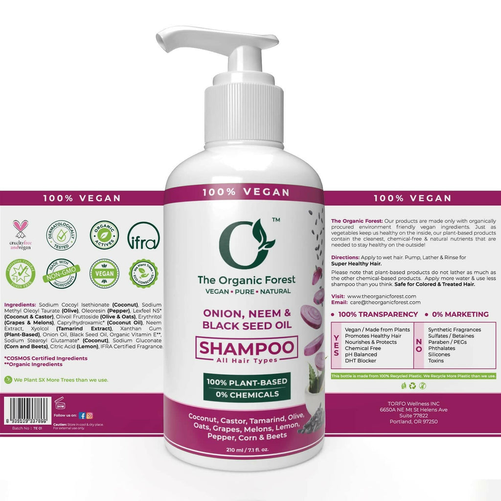 The Organic Forest Onion, Neem & Black Seed Oil Hair Shampoo | Grocsy