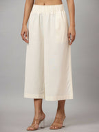 Juniper Women's Ivory Cotton Flex Flared Culottes | Grocsy