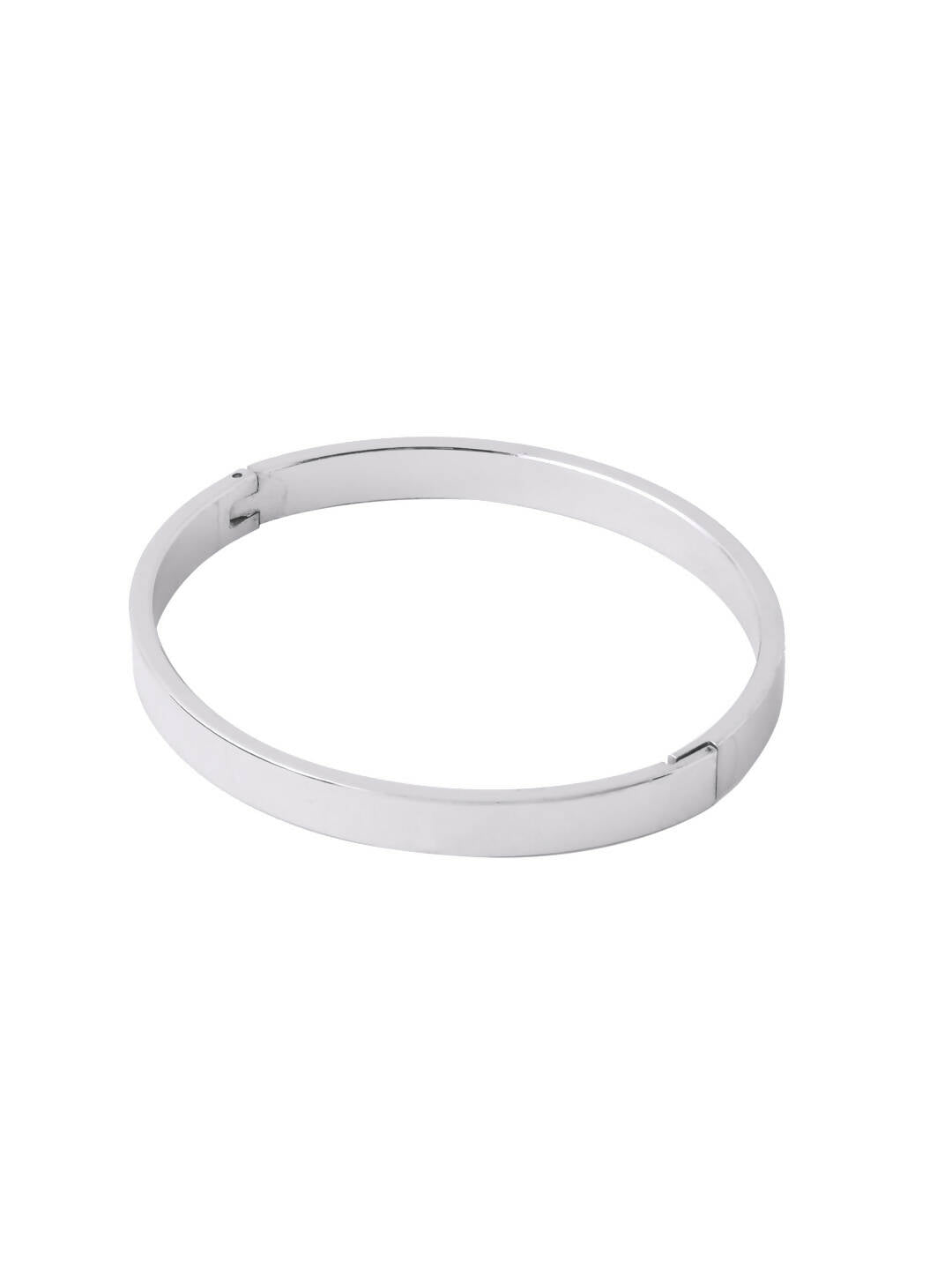 NVR Men's Silver Metal Interlock Kada Bracelet | Grocsy