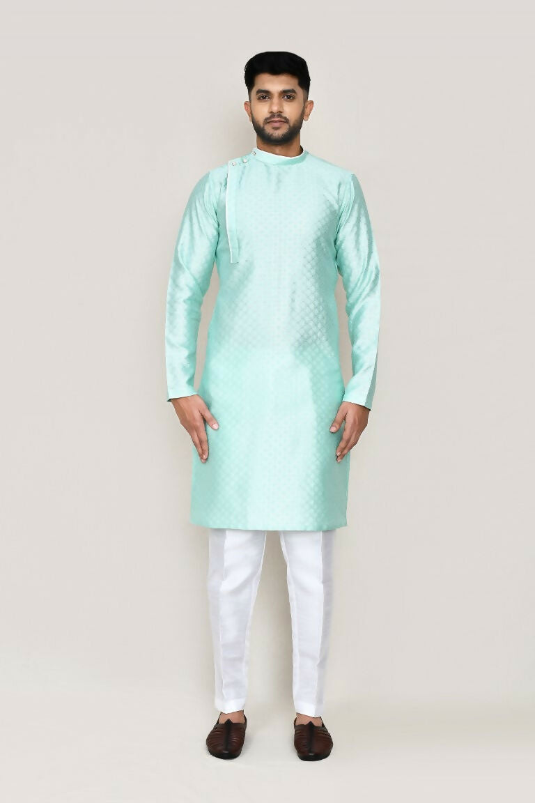 Joban Fashion Green Colored Jacquard Silk Fabric Kurta With Straight Fit Pant | Grocsy