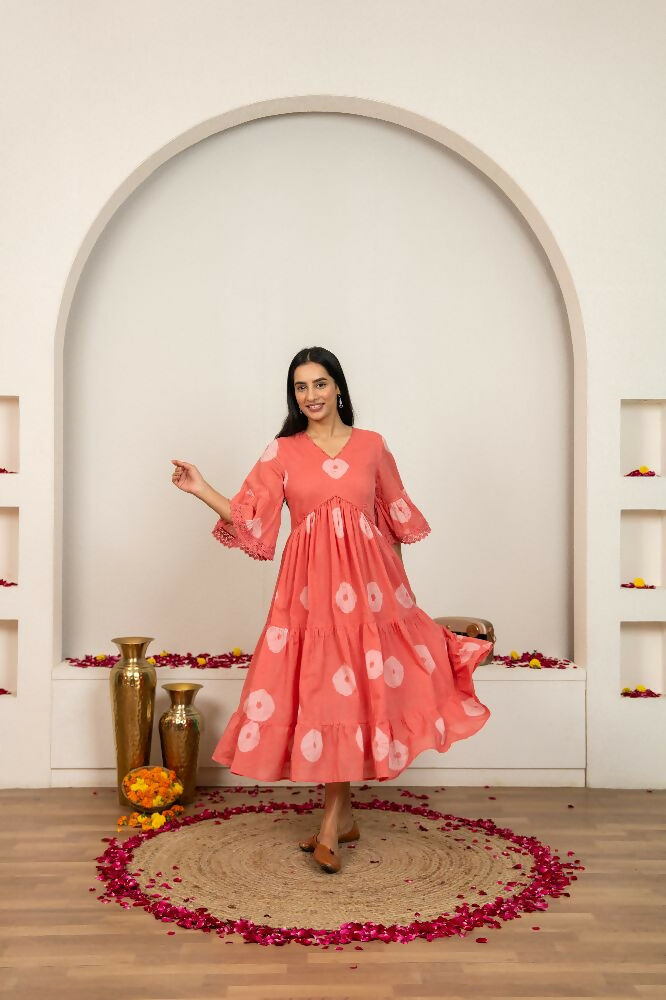 Joban Fashion Pink Tie & Dye Cotton Dress | Grocsy