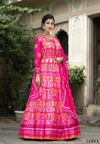 Wedding Designer Pink Soft Dola Silk Anarkali suit with Dupatta - Samanta | Grocsy