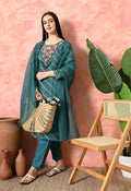 Joban Fashion Green Premium Pure Viscose Print Dola With Handwork Kurta Set | Grocsy