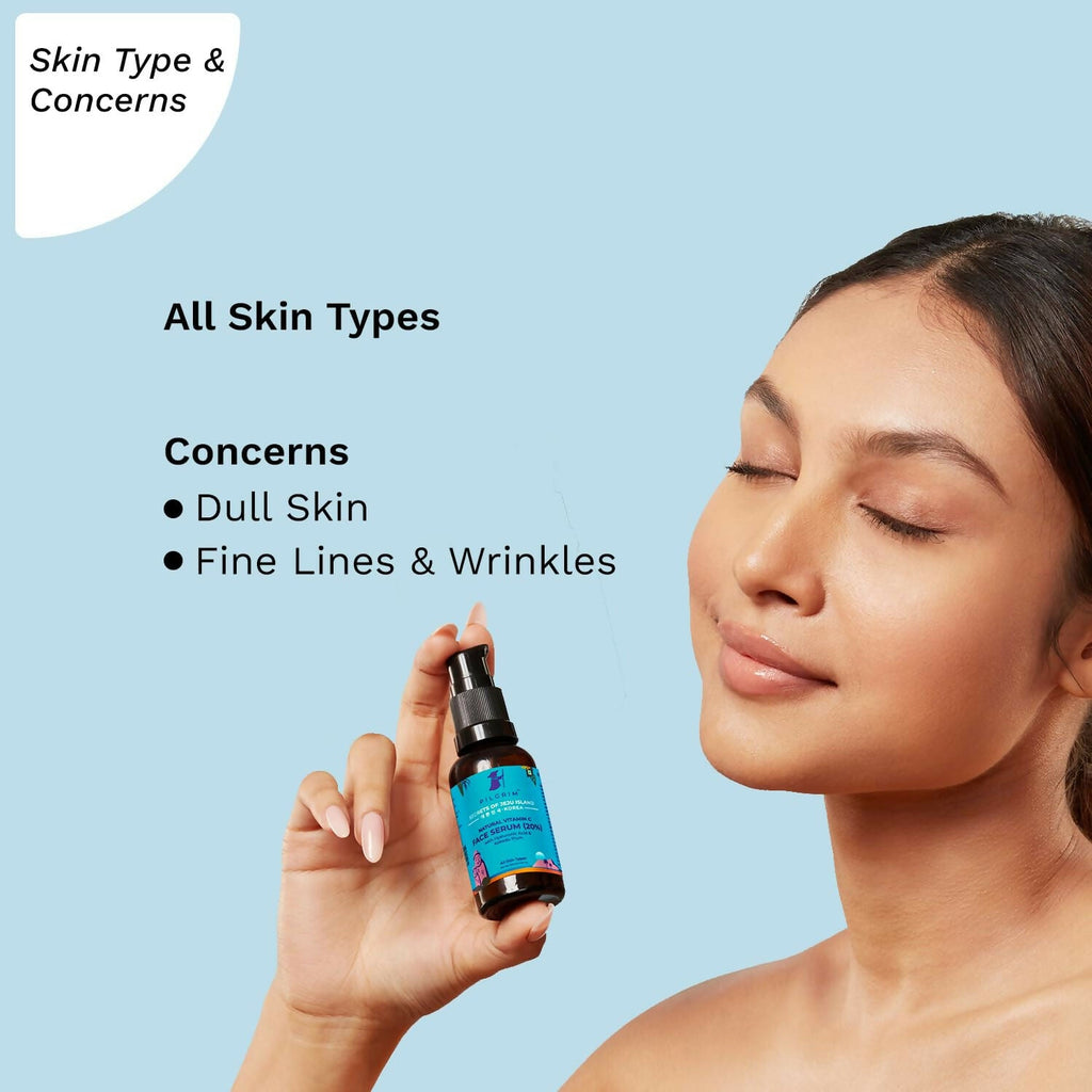 Pilgrim Korean 20% Vitamin C Face Serum with Hyaluronic Acid & Kakadu Plum For Glowing Skin | Grocsy