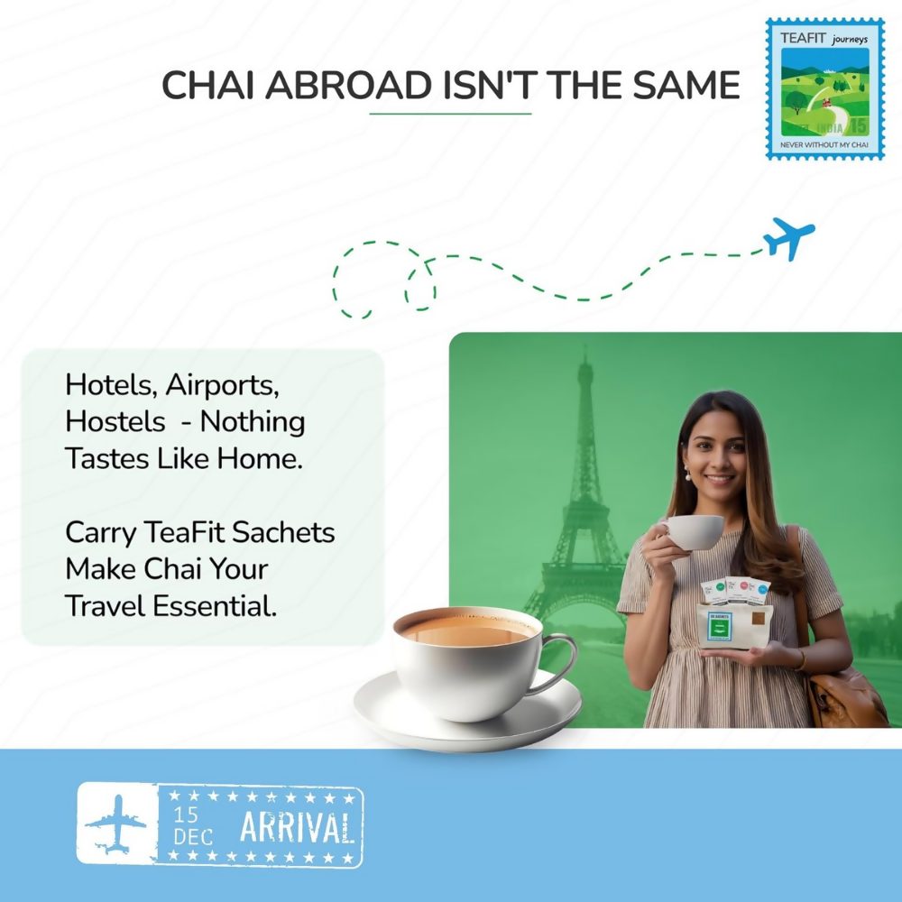 TeaFit No Sugar Instant Ginger Tea Premix - Travel Pack | Grocsy