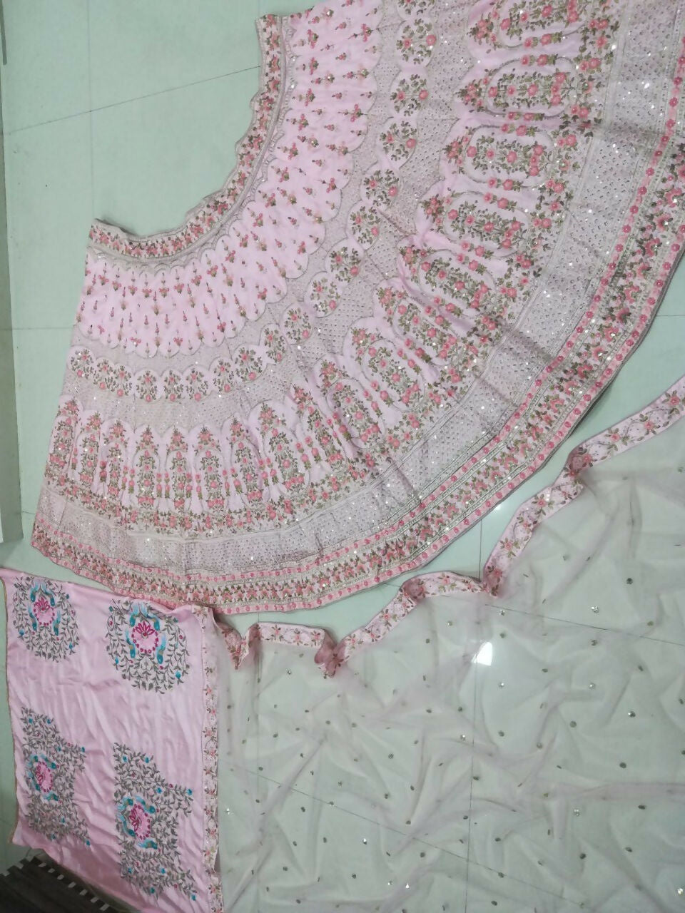 Jyoti Fashion Exclusive Baby Pink Silk 3MM Sequins with Jari & Thread Embroidery Lehenga Choli with Dupatta | Grocsy