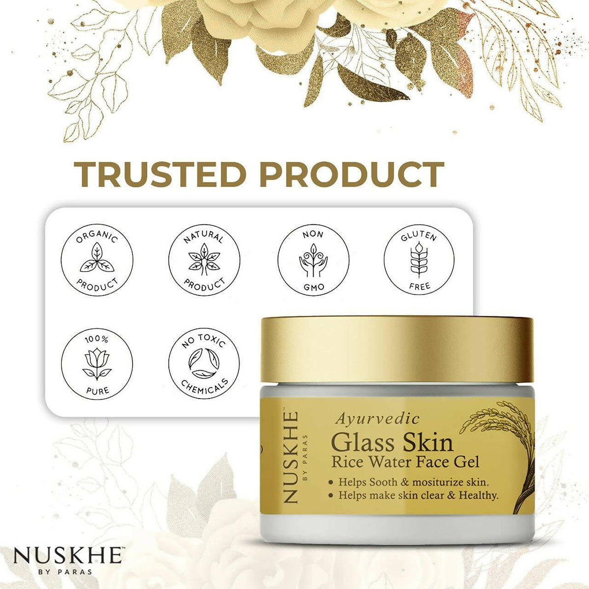 Nuskhe By Paras Ayurvedic Glass Skin Rice Water Face Gel | Grocsy