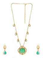 Natural Stones Antique Finish Earrings and Necklace set - Ruby Raang | Grocsy