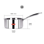 Sumeet Cook Smart Triply Steel-Aluminium-Steel - 3 Layers Sauce Pan | Grocsy