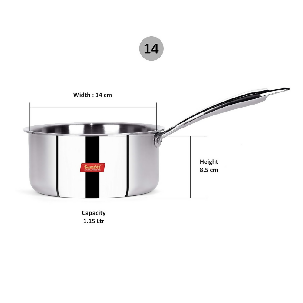 Sumeet Cook Smart Triply Steel-Aluminium-Steel - 3 Layers Sauce Pan | Grocsy