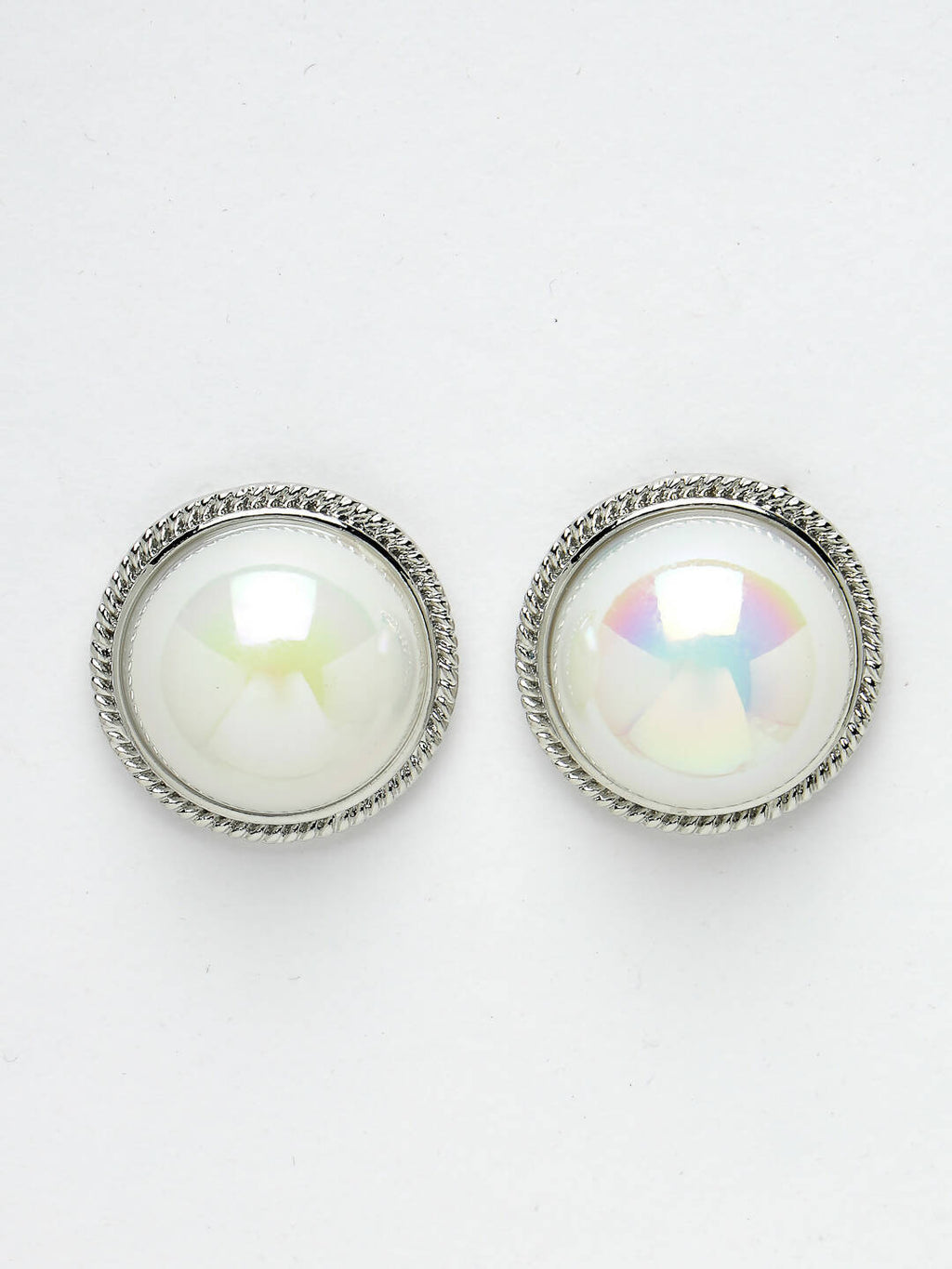 NVR Women's Silver Plated Circular Stud Earrings | Grocsy