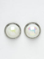NVR Women's Silver Plated Circular Stud Earrings | Grocsy