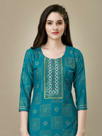 Jyoti Fashion Women's Rama Rayon Embroidered Kurta Pant Set | Grocsy