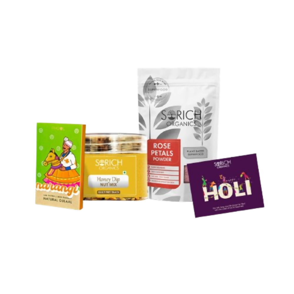 Sorich Organics Rose powder, Honey Dipped Nuts, Phool Gulal & Holi card | Grocsy