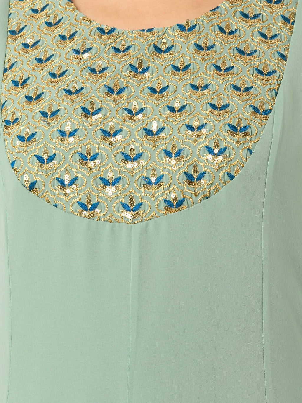Indya Green Embroidered A-Line Kurta | Grocsy
