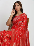 Shree Shyam Fashion Banarasi Silk Red Saree | Grocsy
