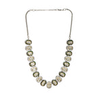 Mufli (peanut) Kundan Neckpiece with Meenakari and American Diamonds (Silver) - Ruby Raang | Grocsy