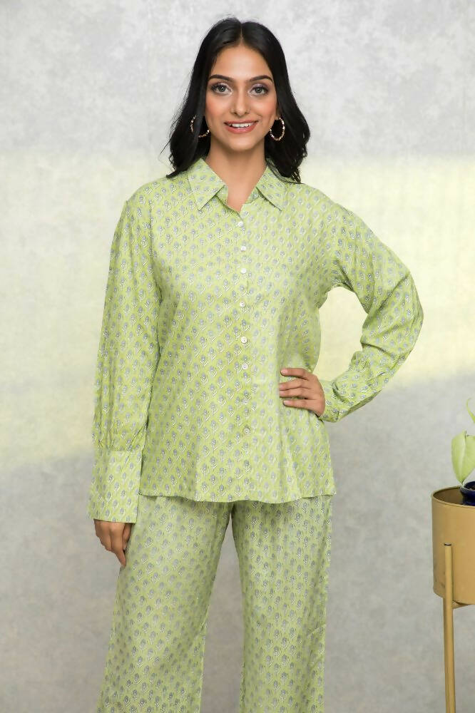 Myshka Women Green Printed Co-Ords | Grocsy
