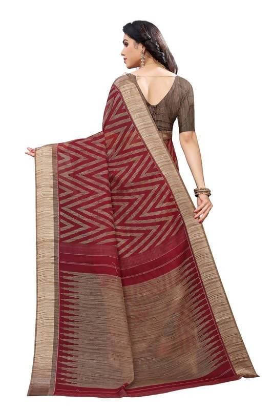 Vamika Red Linen Designer Saree (BEE RED) | Grocsy