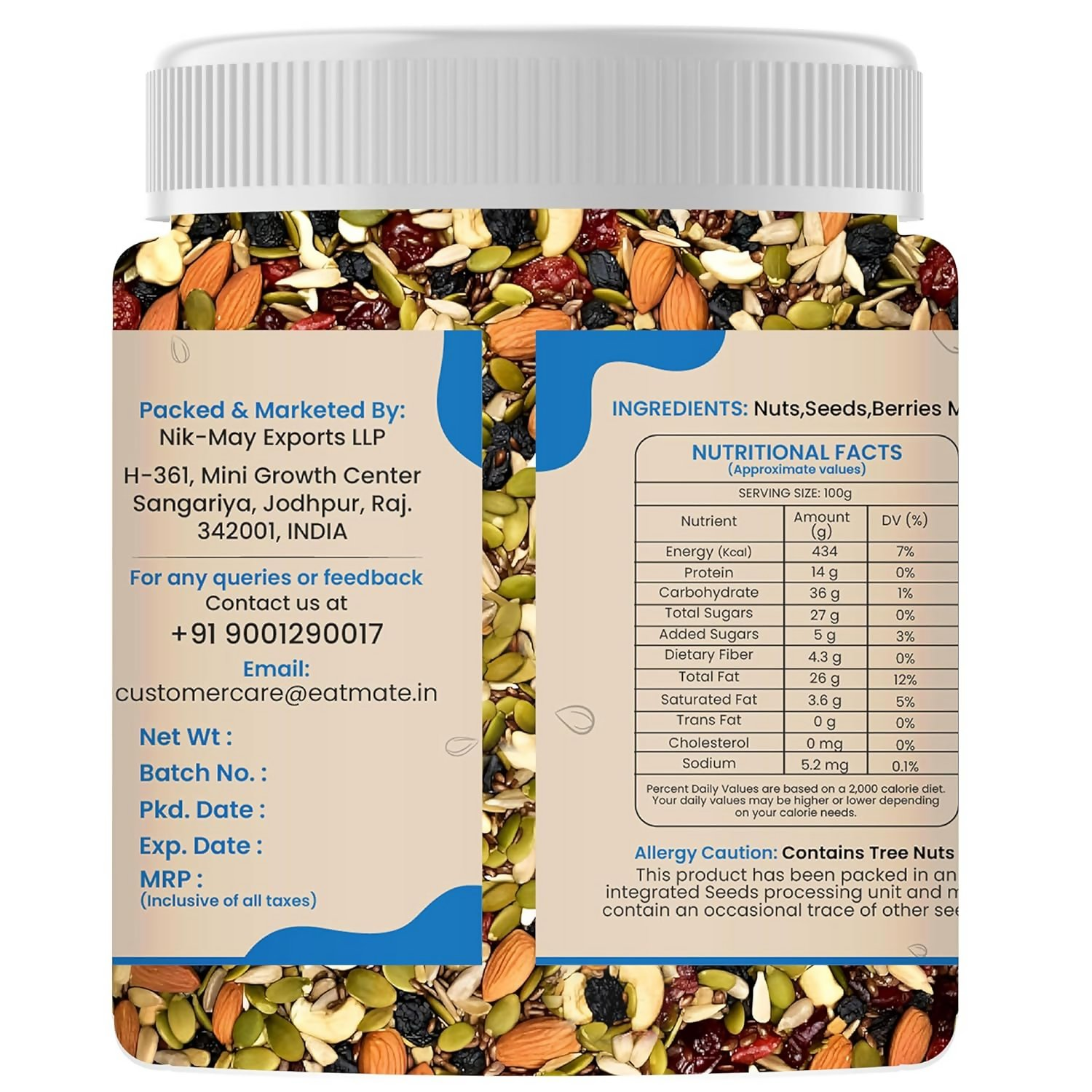 Eatmate Absolute Healthy Dry Fruits and seedMix Premium Trail Mix | Grocsy