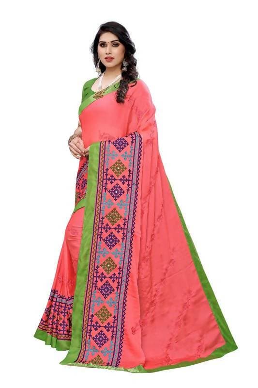 Vamika Peach Chiffon Emboridered Saree (SUIDHAGA PEACH) | Grocsy