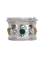 Joban Fashion Women Green Stone Silver Tone Bangle | Grocsy
