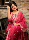 Vellora Soft Pink Silk Blend Embroidered Readymade Suit for Casual Outings | Grocsy