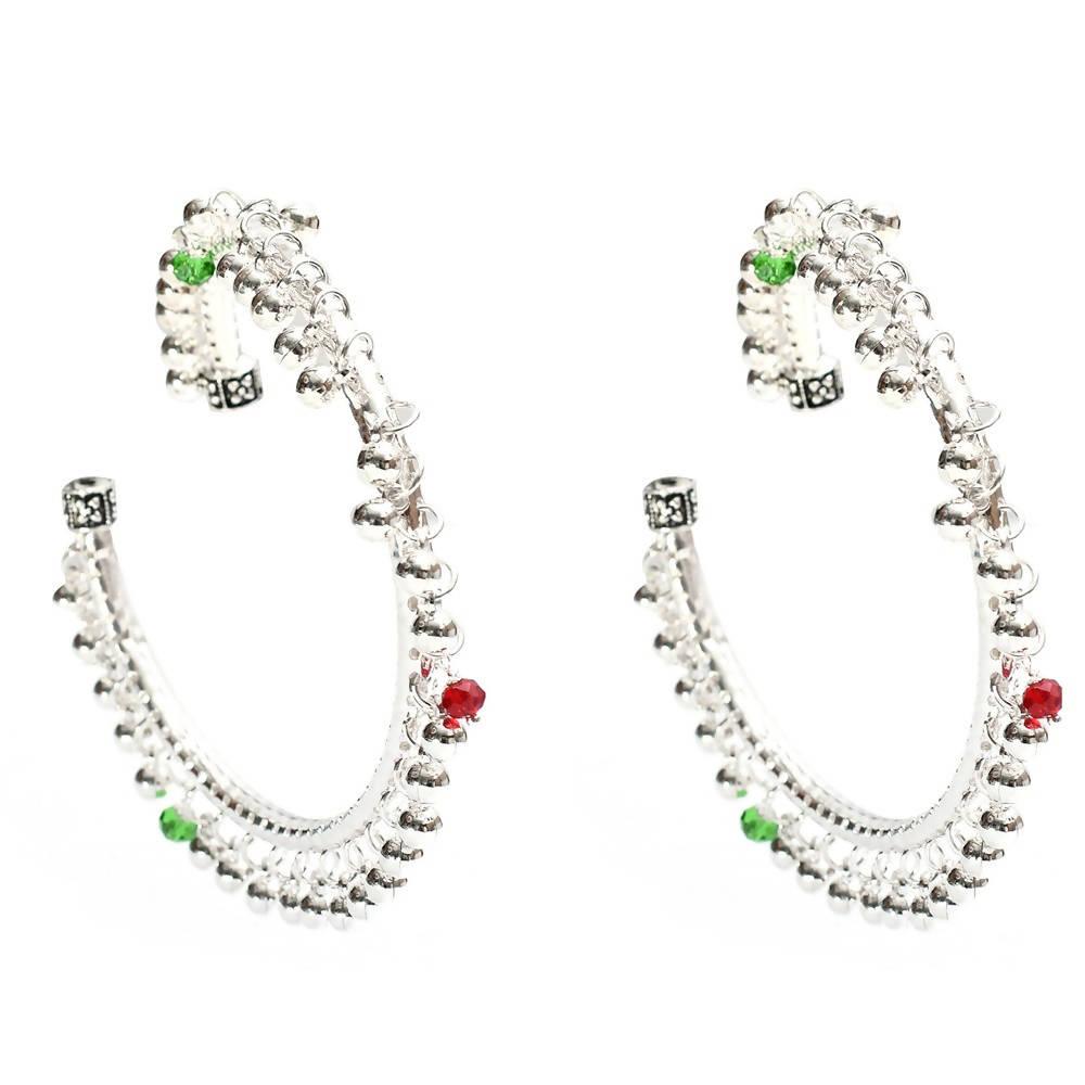 Mominos Fashion Kamal Johar Oxidised Silver Anklets With Muvvas | Grocsy
