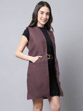 Even Apparels Wine Polywool Open Front Women's Long Coat | Grocsy