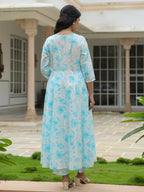 Aramya Flared Textured Cotton Floral Print Women's Kurta - White | Grocsy