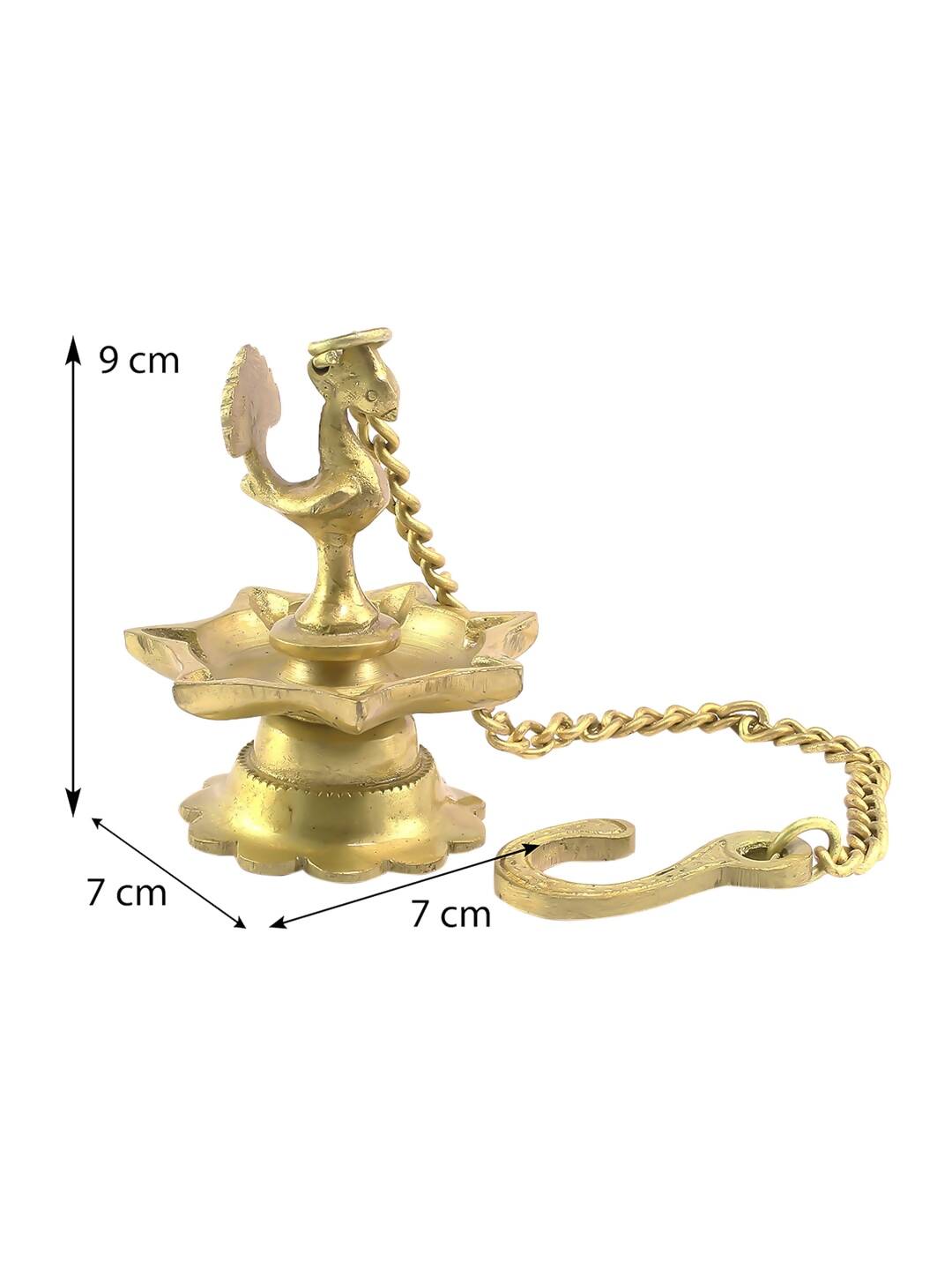 eCraftIndia Gold-Toned Peacock Shaped Hanging Oil Wick Diya | Grocsy