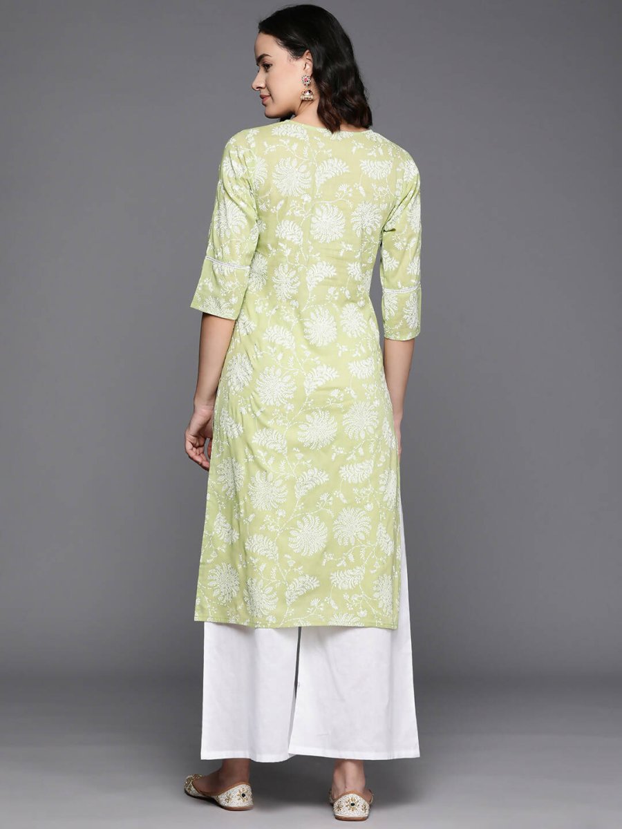Ahalyaa Women's Traditional Wea Kurta Set - Pista Green | Grocsy