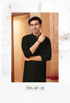 Joban Fashion Black Art Silk Kurta Pyjama | Grocsy