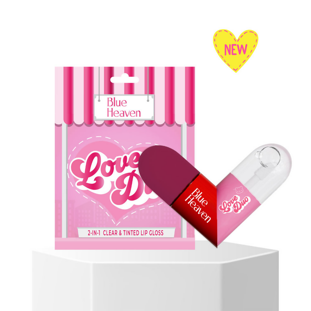 Blue Heaven Love Duo 2-In-1 Clear & Tinted Lip Gloss - Simp ( (Clear+ Mauve) | Grocsy