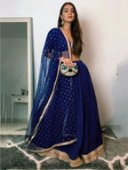 Tulsi Art Sweet Blue Georgette Digital Print Lehenga Choli | Grocsy