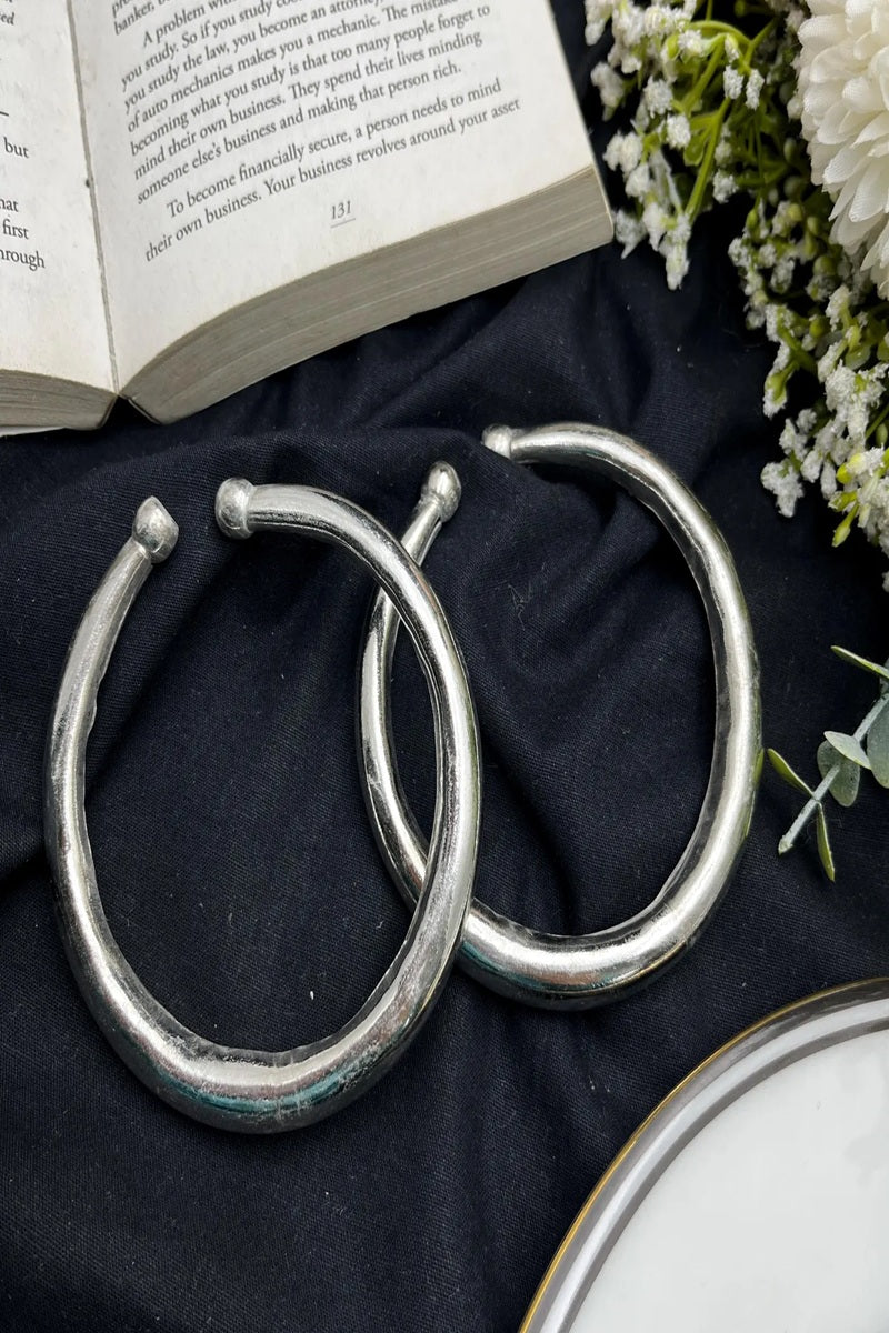 Vastrabhushan Oxidised Silver Hand Kada Bracelet for Women|Minimal Open BanjaraTribal Kada Bangle | Grocsy