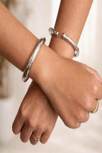 Vastrabhushan Oxidised Silver Hand Kada Bracelet for Women|Minimal Open BanjaraTribal Kada Bangle | Grocsy