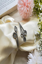 Vastrabhushan Oxidized Silver Leaf Cuff Bracelet|Adjustable Boho Open Bangle | Grocsy