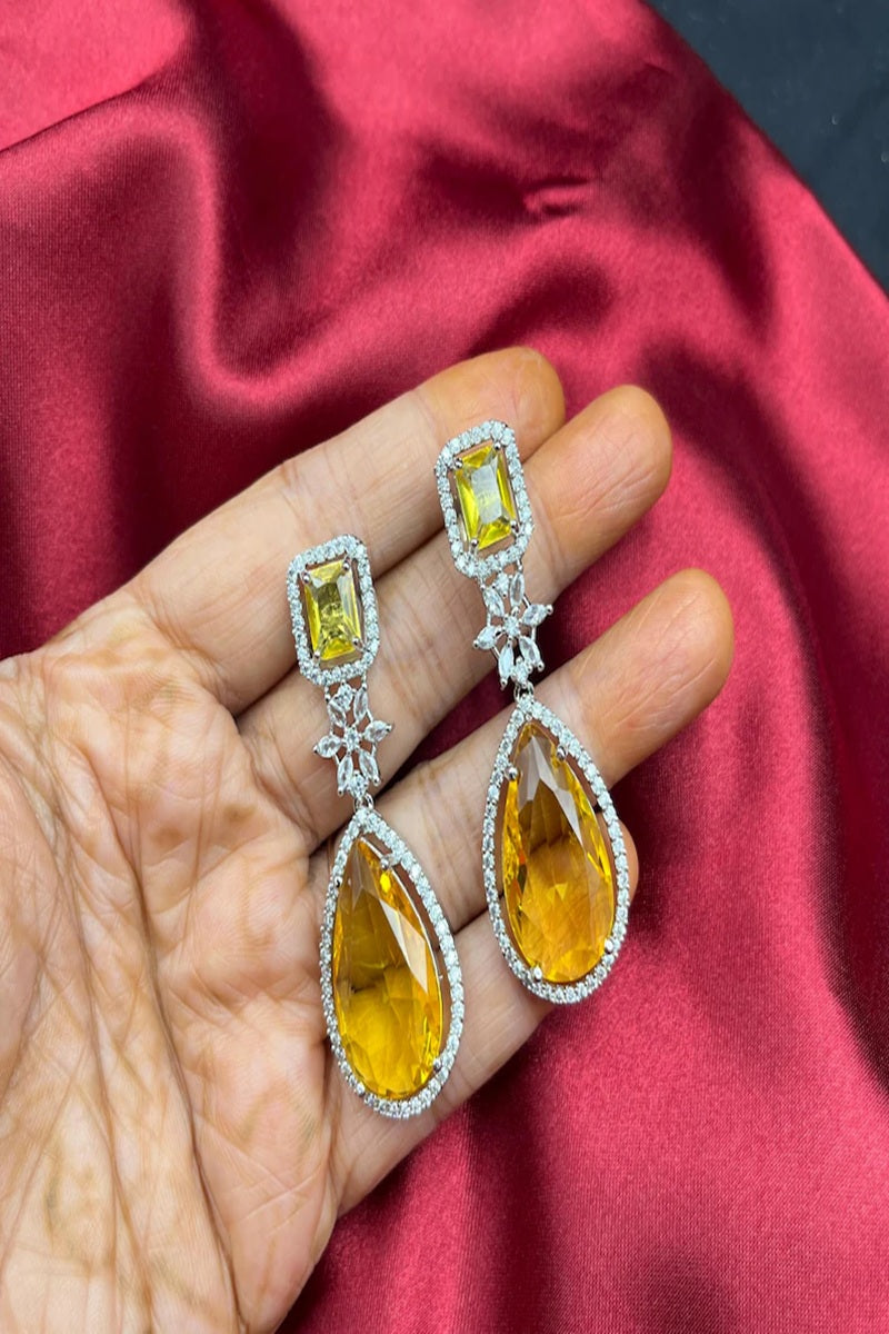Vastrabhushan Yellow CZ Crystal Necklace Set: Indian Bridal Jewelry | Grocsy