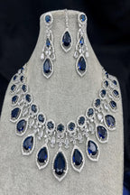 Vastrabhushan Royal Blue Sapphire Bridal Jewelry Set: CZ Crystal Choker | Grocsy