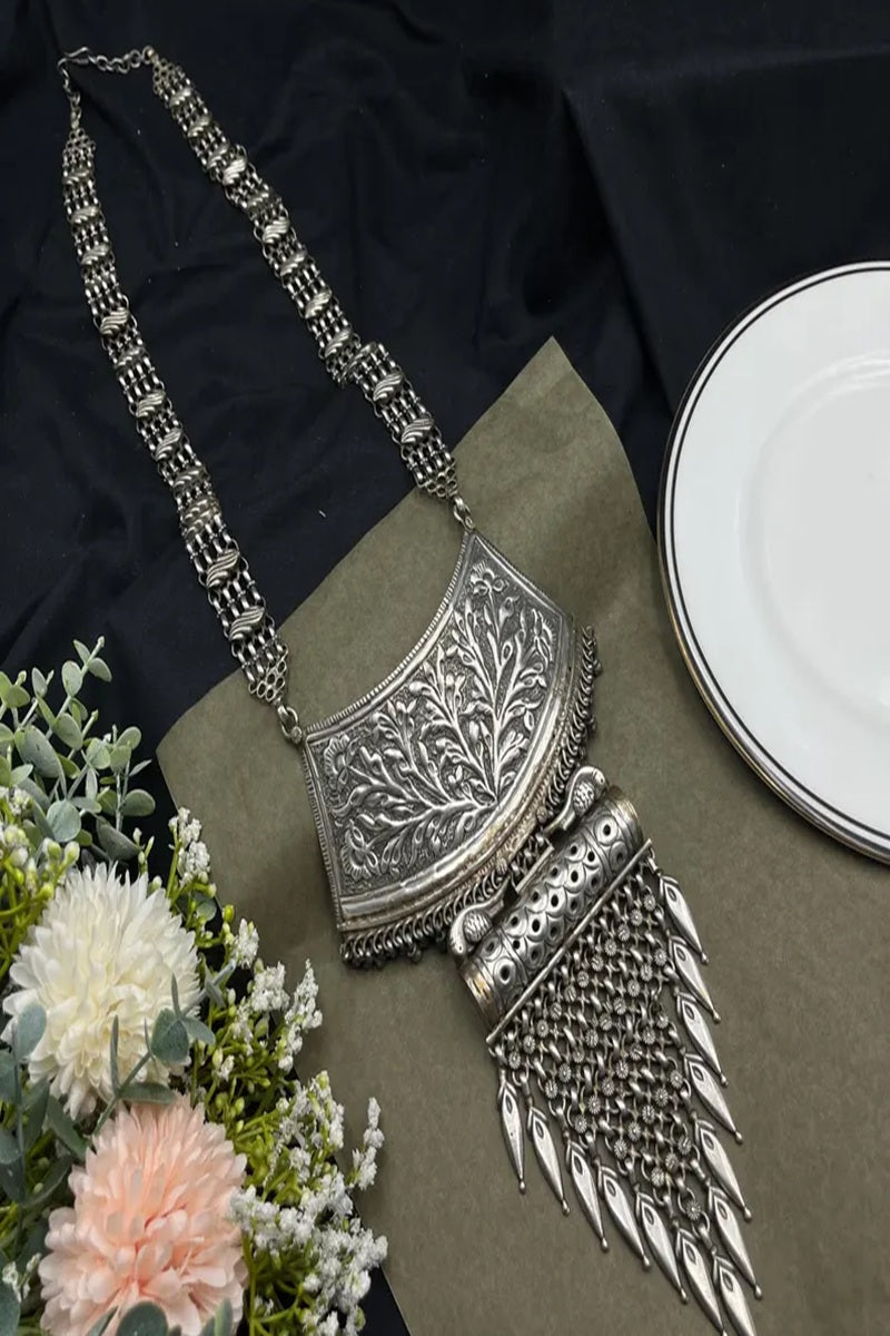 Vastrabhushan Oxidized Silver Tribal Necklace: Boho Brass Ethnic Jewelry | Grocsy