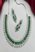 Vastrabhushan Emerald Green CZ Choker Necklace Set: Sterling Silver Bridal Jewelry | Grocsy