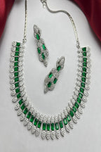 Vastrabhushan Emerald Green CZ Choker Necklace Set: Sterling Silver Bridal Jewelry | Grocsy