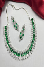 Vastrabhushan Emerald Green CZ Choker Necklace Set: Sterling Silver Bridal Jewelry | Grocsy